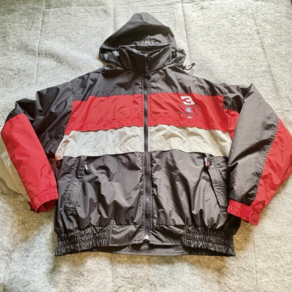 Dale Earnhardt NASCAR‎ Racing Jacket Sz XL Hooded Fleece Lined Goodwrench